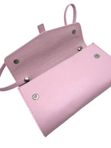 Italian Leather Clutch with Strap // Pink