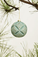 Holiday Ornaments Embossed Velvet Ornament // Turquoise 