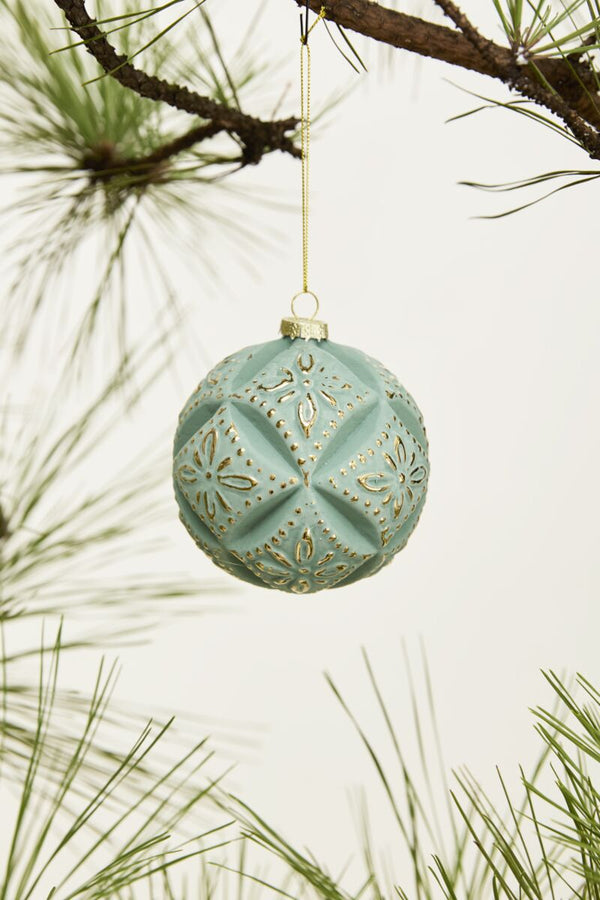 Holiday Ornaments Embossed Velvet Ornament // Turquoise 