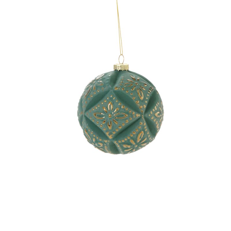 Holiday Ornaments Embossed Velvet Ornament // Turquoise 