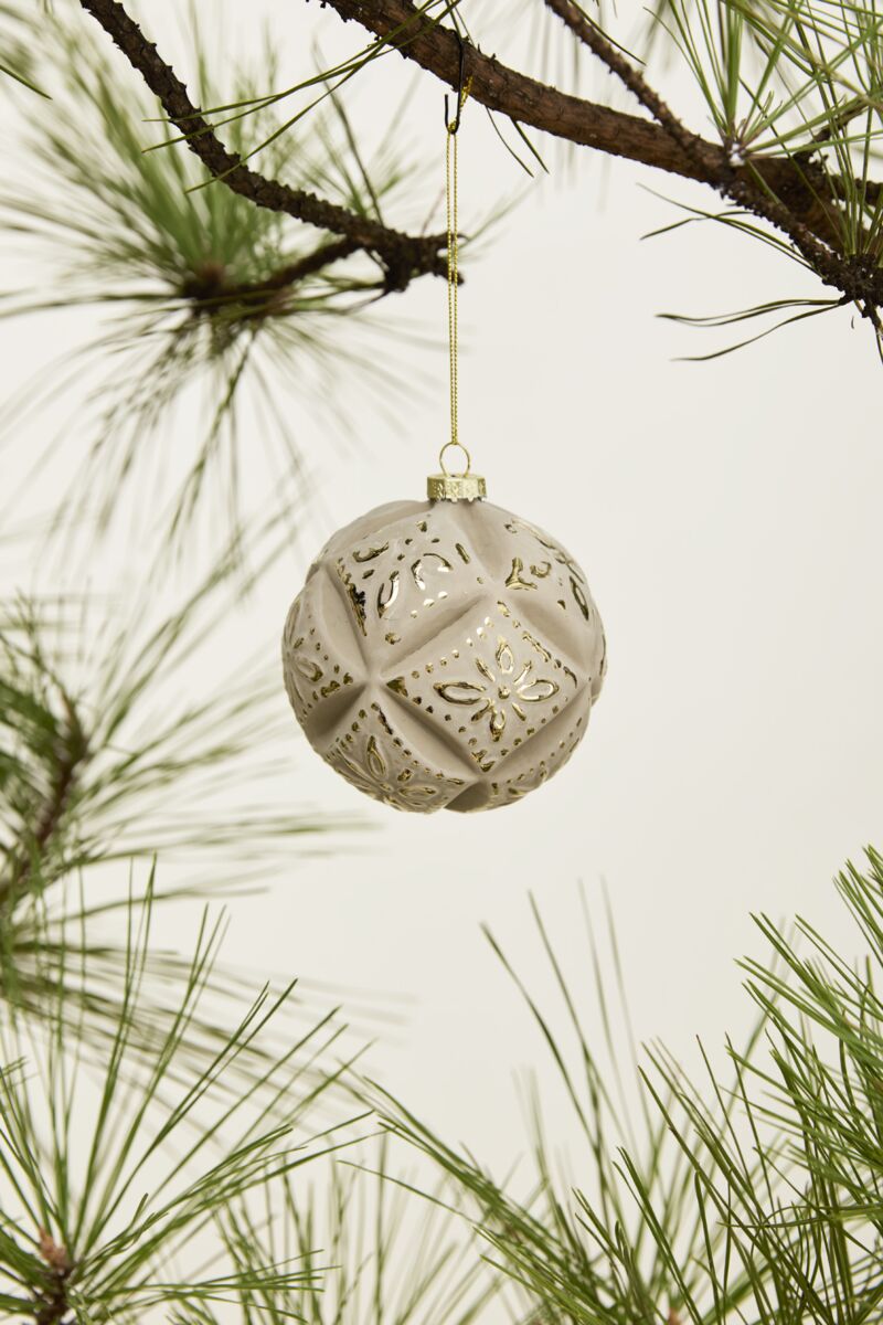 Holiday Ornaments Embossed Velvet Ornament // Taupe 