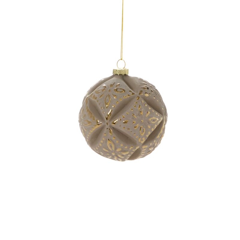 Holiday Ornaments Embossed Velvet Ornament // Taupe 