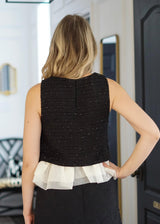 Sorrelle Sparkle Tweed Tank with Ruffle Detail 