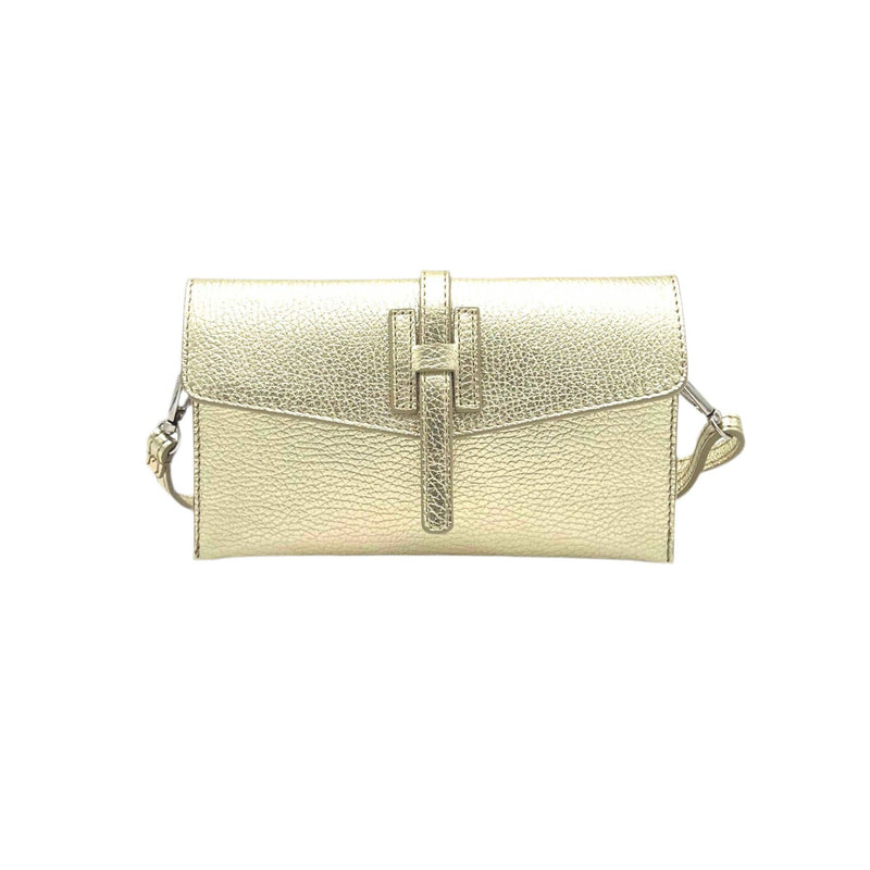  Italian Leather Mini Clutch // Gold 