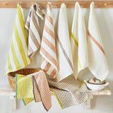 Towels Linen and Cotton Check Dish Towel // Grey 