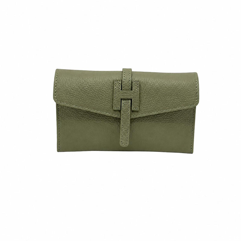  Genuine leather mini clutch bag, Made in Italy, art. 112592: Olive 