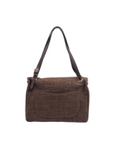 Lifestyle Medium Croc Suede Flap Bag // Dark Brown 