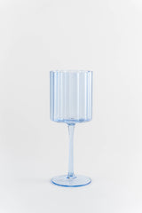  Scalloped Edge Blue Wine Glasses // Set of 4 
