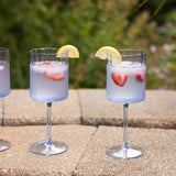  Scalloped Edge Blue Wine Glasses // Set of 4 