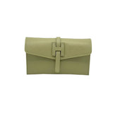  Italian Leather Clutch with Strap // Sage 