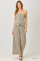  Sparkling Pinstripe Strapless Suit Top 