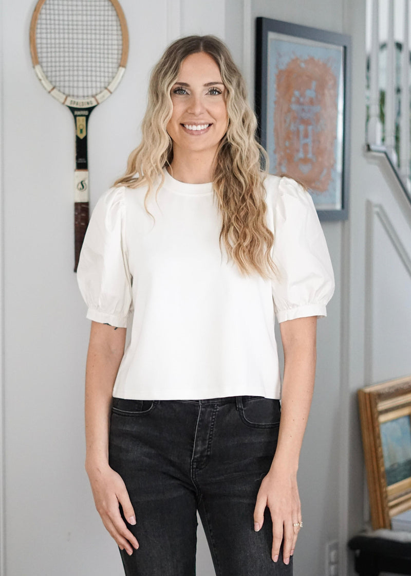  Cici Butter Modal Poplin Short Sleeve Top // Ivory 