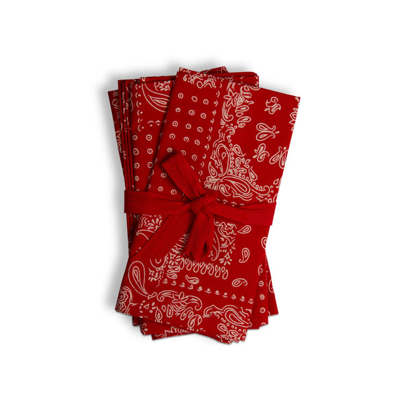 Cloth Napkins Bandana Napkin // Set of 4 - Red 