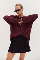  Heather Polo Sweater Top XS CABERNET 