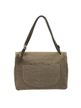  Large Genuine Leather & Suede Croc-Embossed Shoulder Bag, Made in Italy, art. 112783: Taupe 