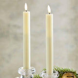 Home Accents Ivory Ribbed LED Taper Candles Set of 2 