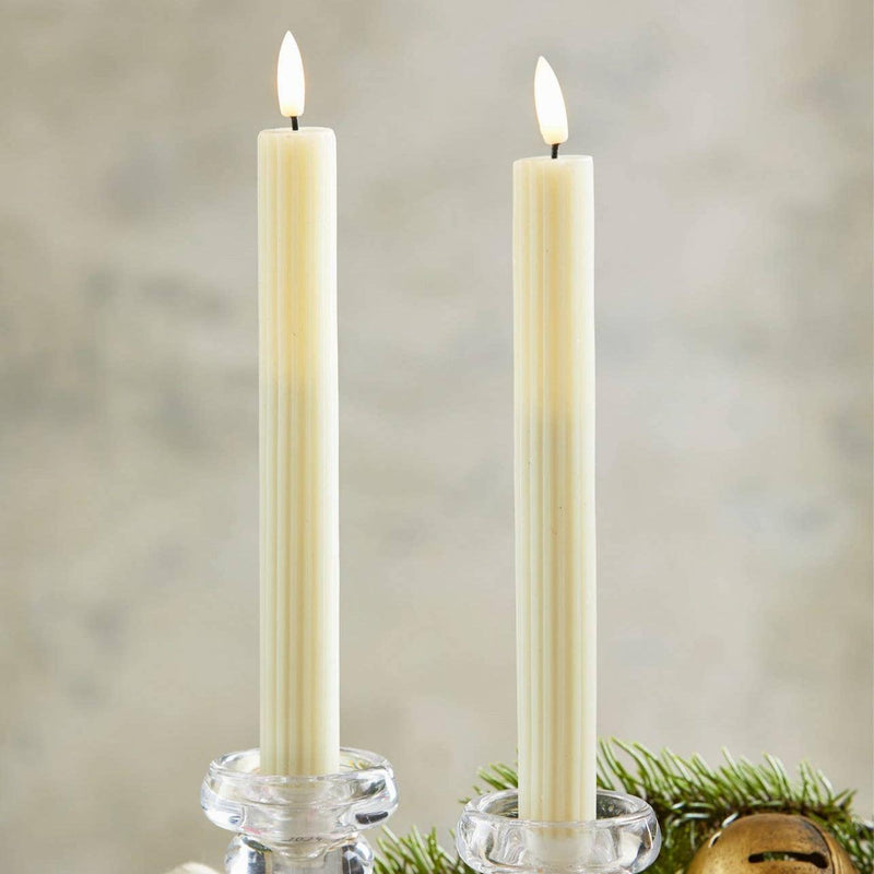Home Accents Ivory Ribbed LED Taper Candles Set of 2 