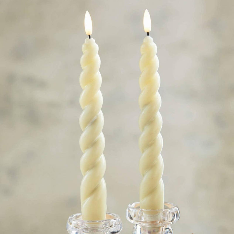  Ivory Spiral LED Taper Candles Set of 2 