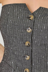  Sparkling Pinstripe Strapless Suit Top 