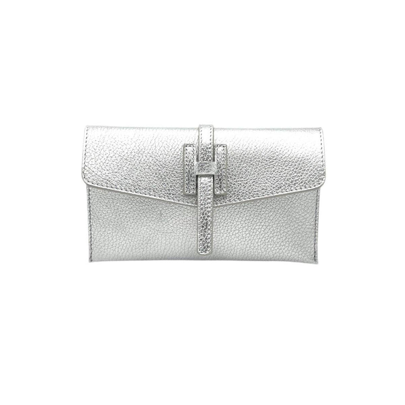  Italian Leather Mini Clutch // Silver 
