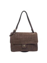 Lifestyle Medium Croc Suede Flap Bag // Dark Brown 