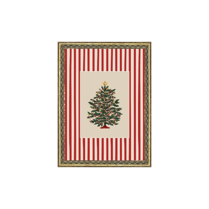 Wall Art Peppermint Stripe Tree Framed Antique Art 