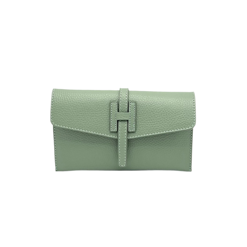 Italian Leather Mini Clutch // Mint