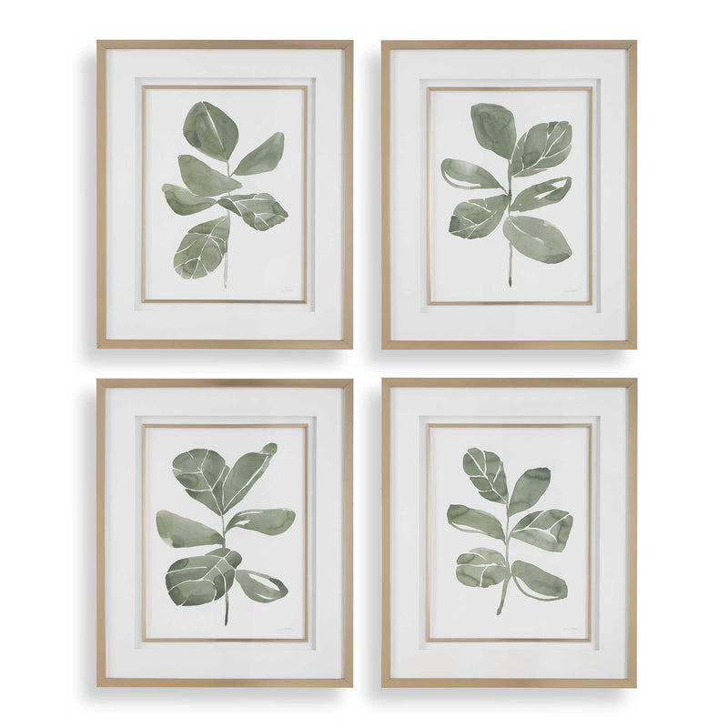 Wall Art Fiddle Head Leaf Botanical Prints // Set of 4 