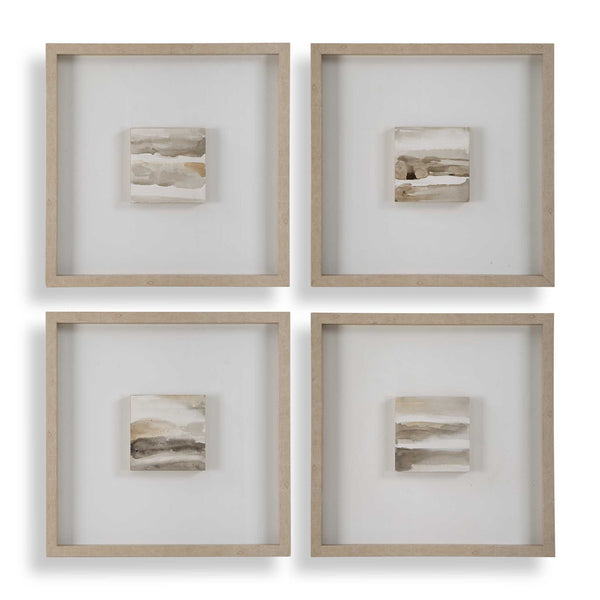 Wall Art Studying Sepia Hand Painted Canvases // Set of 4 