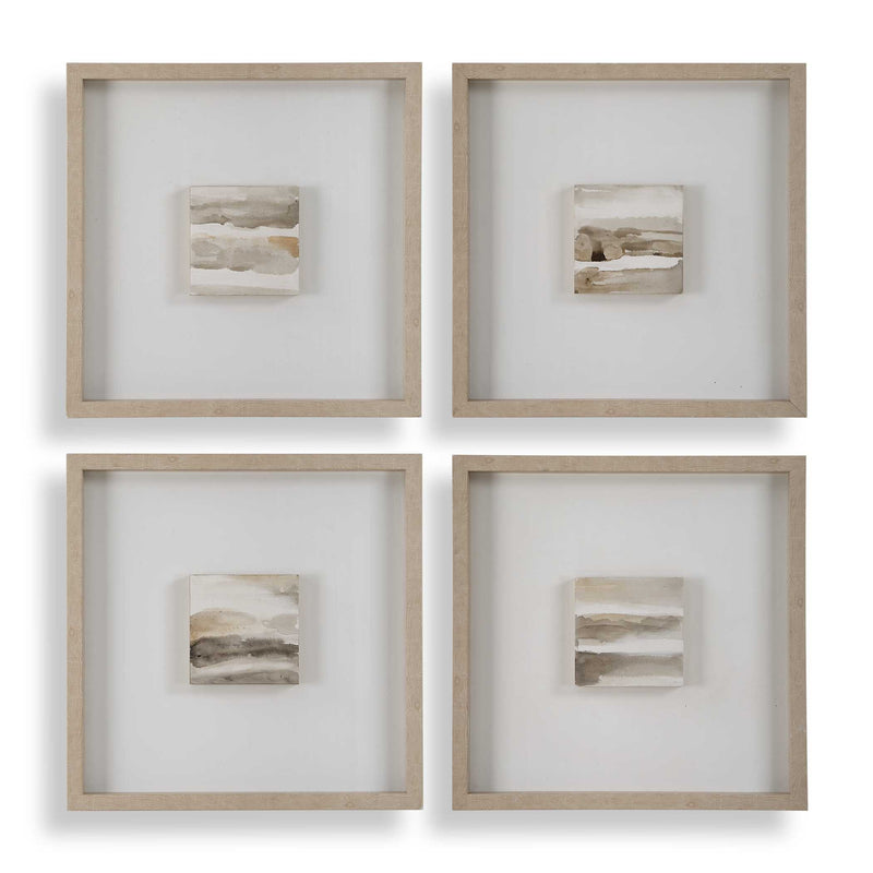 Wall Art Studying Sepia Hand Painted Canvases // Set of 4 