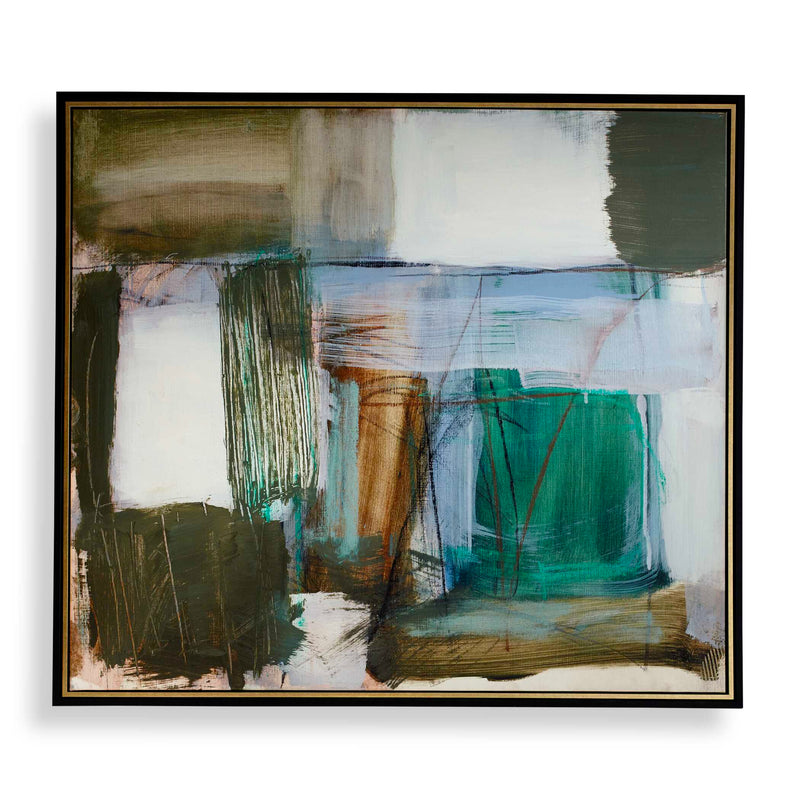 Wall Art Green Fields Framed Abstract Canvas 