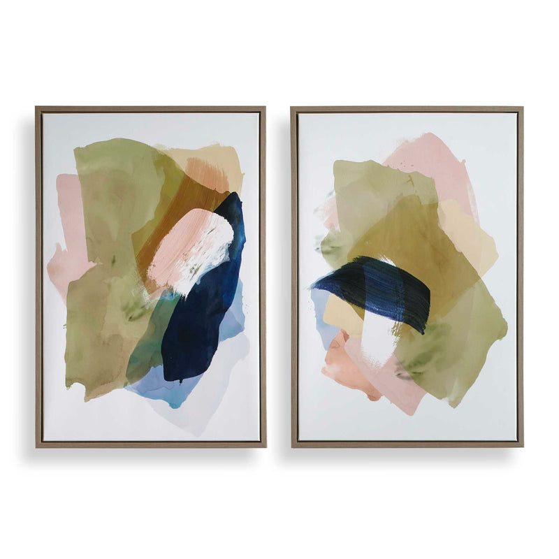 Wall Art Abstract Afternoon Framed Canvases // Set of 2 