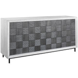 Accent Cabinets Checkerboard 4 Door Gray Cabinet 