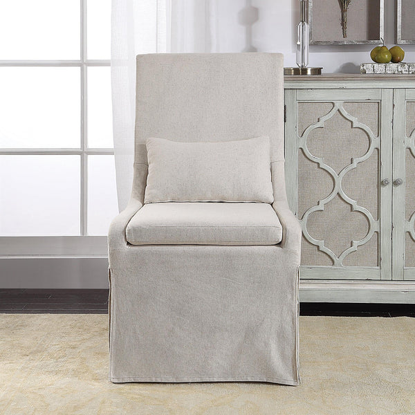 Accent Chairs & Armchairs Coley Armless Chair // White Linen 