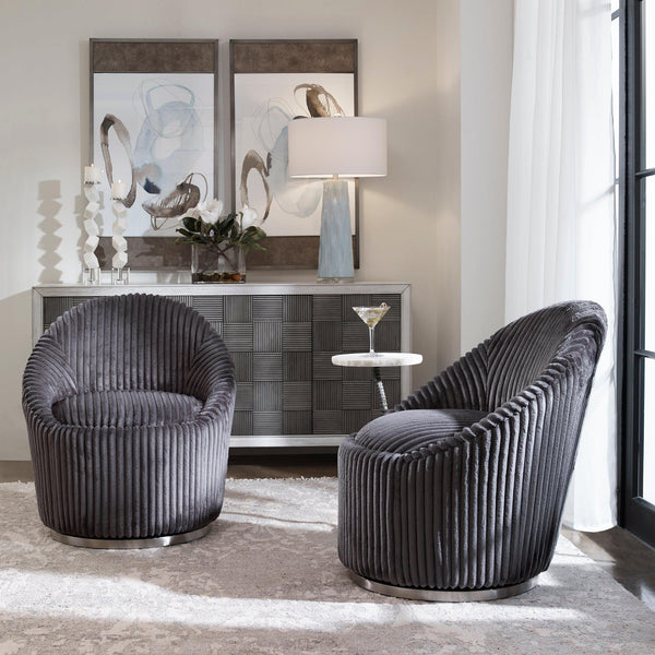 Accent Chairs & Armchairs Crue Swivel Chair // Gray Chenille 
