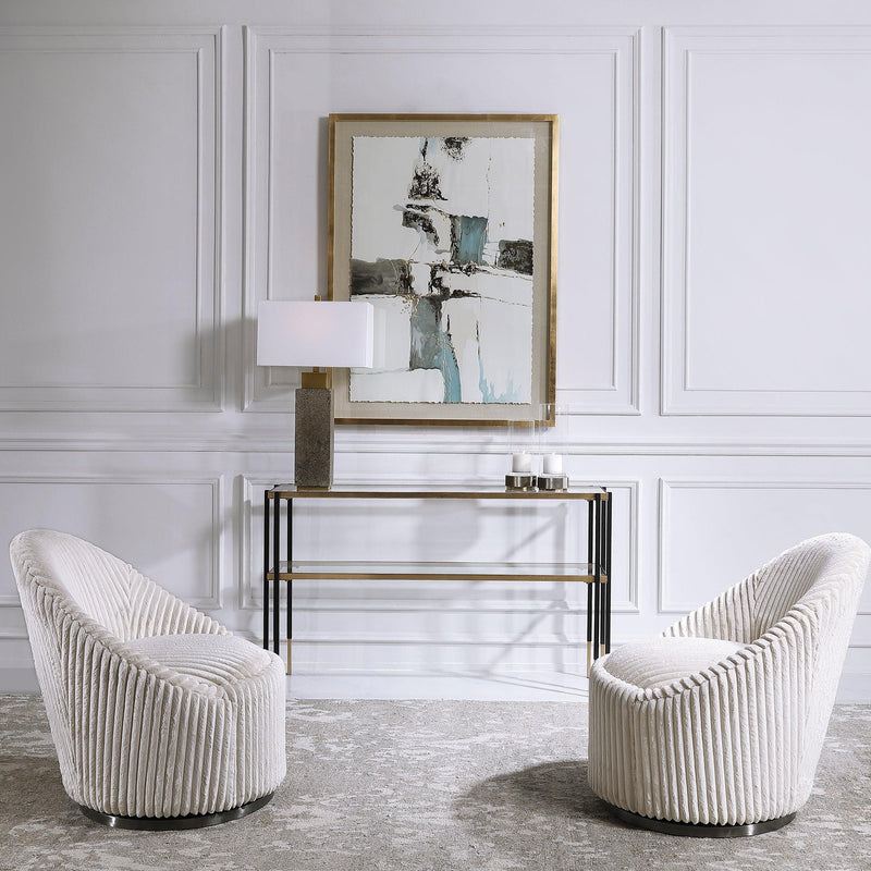 Accent Chairs & Armchairs Crue Swivel Chair // White Chenille 