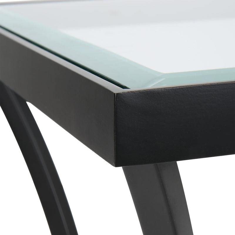 Accent Table Alayna Black Metal & Glass End Table 