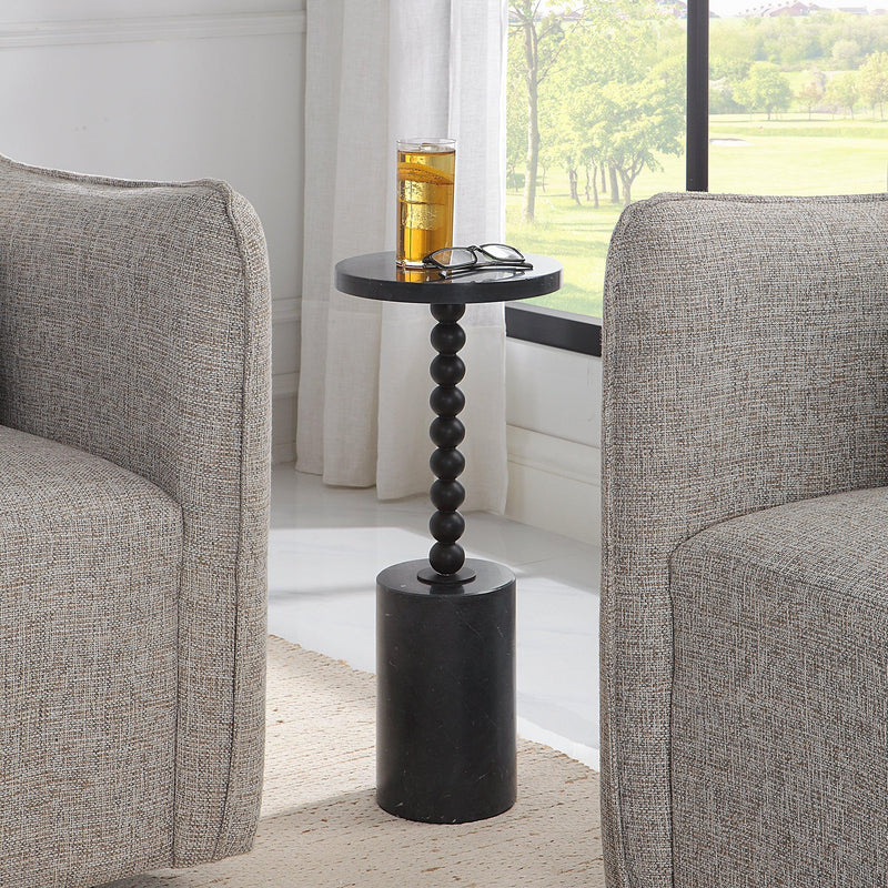 Accent Table Bead Black Marble Drink Table 