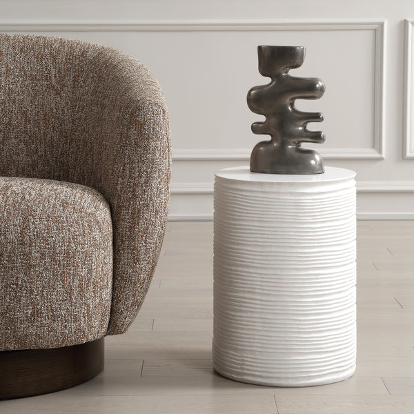 Accent Table Borderline White Drum Table 
