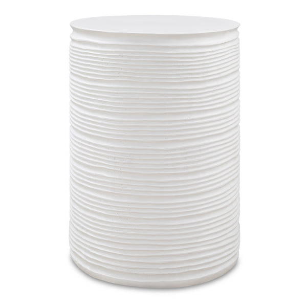 Accent Table Borderline White Drum Table 