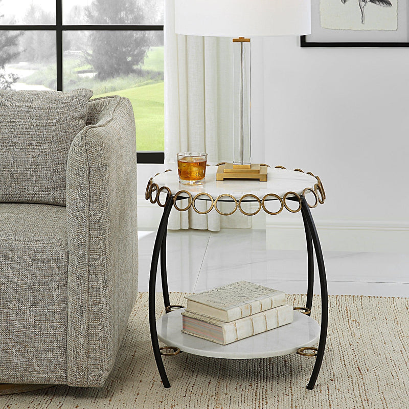 Accent Table Chainlink White Marble Side Table 