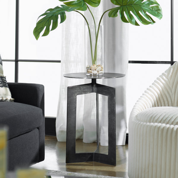 Accent Table Deltoid Gunmetal Accent Table 