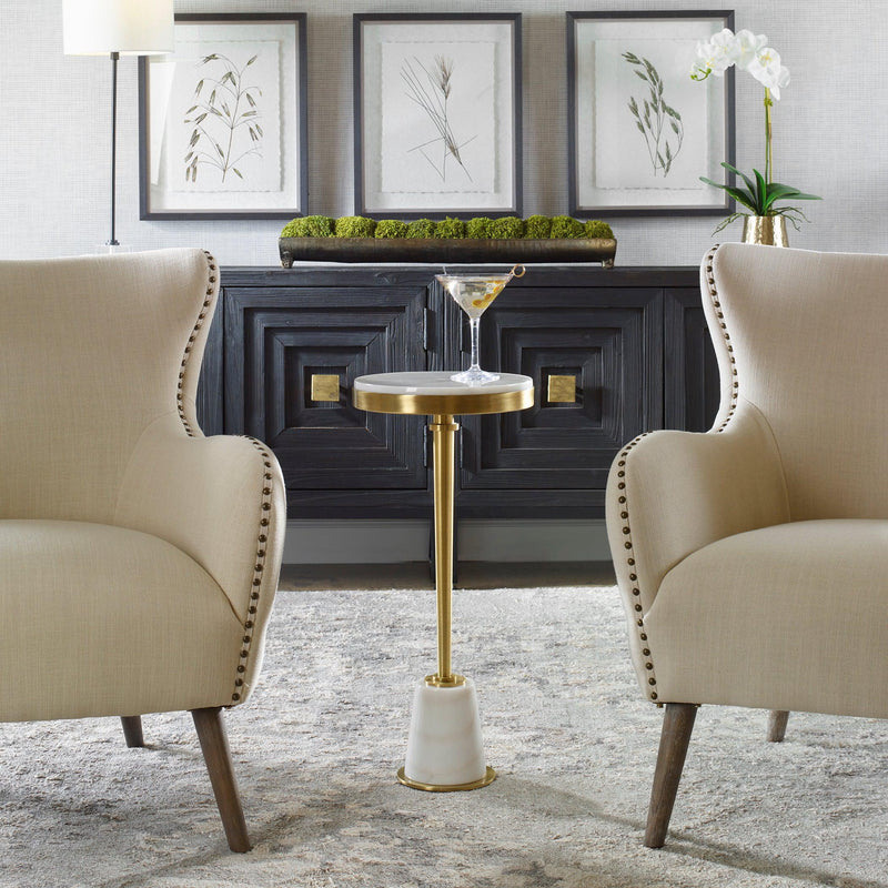 Accent Table Edifice White Marble Drink Table 