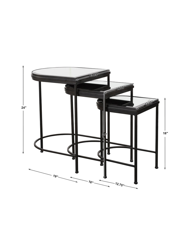 Accent Table India Black Nesting Tables, S/3 