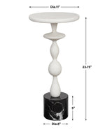 Accent Table Inverse White Marble Drink Table 