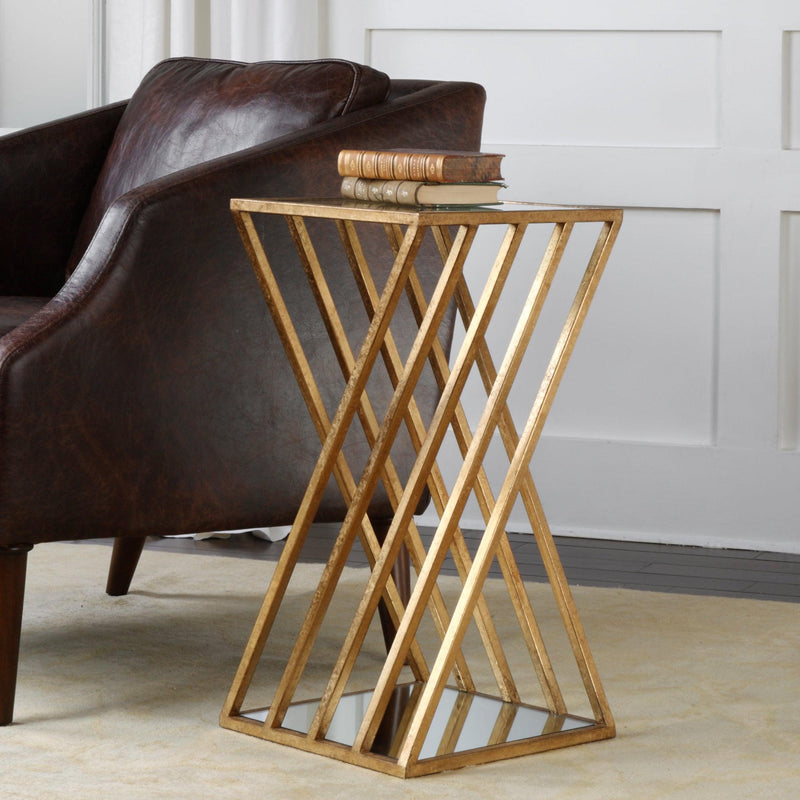 Accent Table Janina Gold Dimensional Accent Table 
