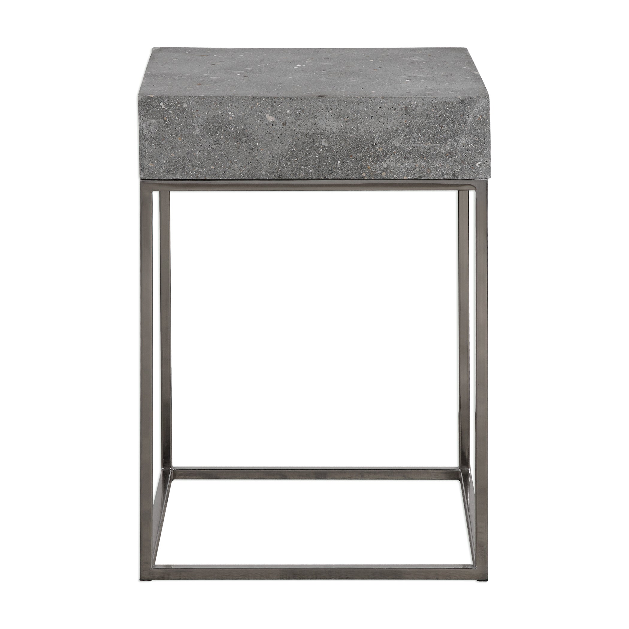 Modern Concrete Accent Table with Stainless Steel Base