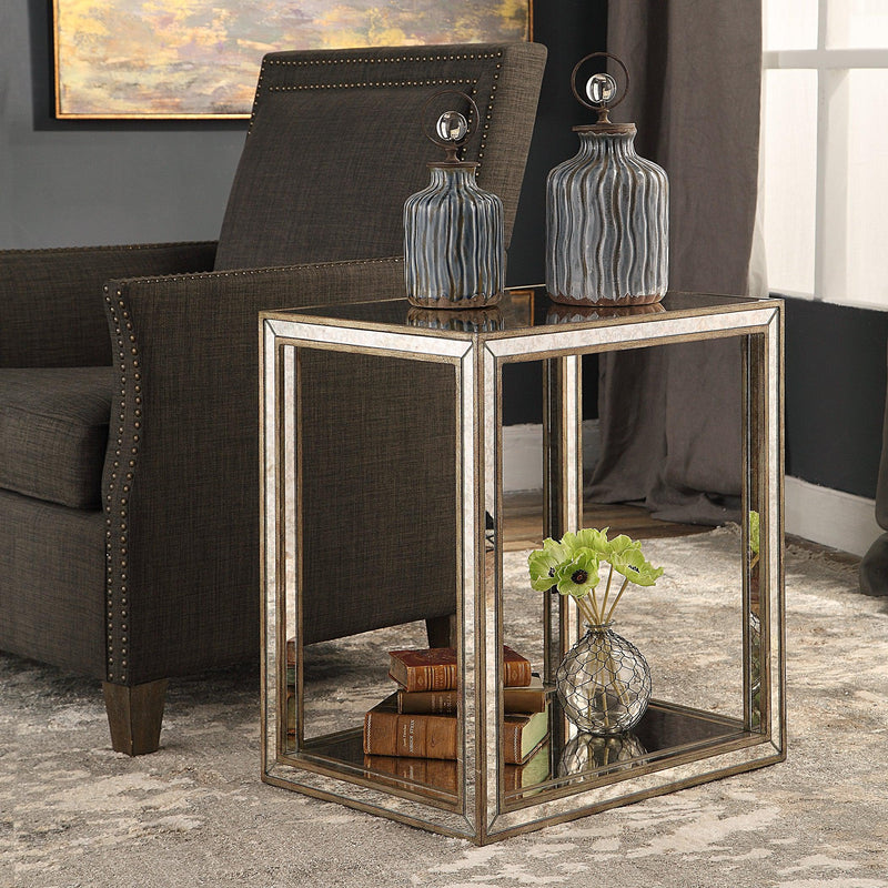 Accent Table Julie Mirrored End Table 