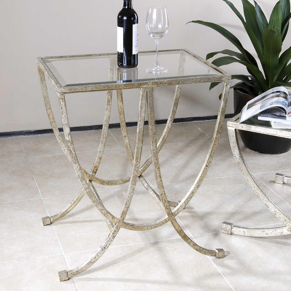 Accent Table Marta Antiqued Silver Side Table 