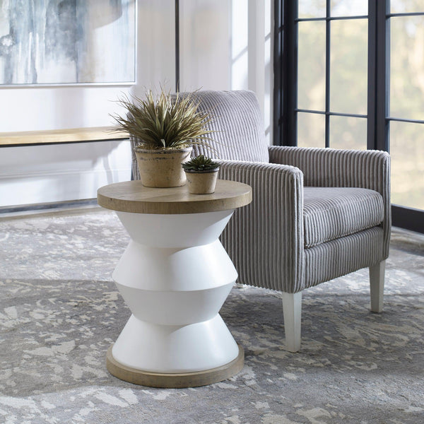 Accent Table Spool Geometric Side Table 